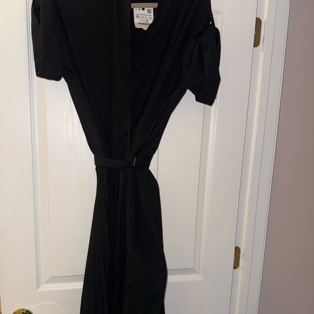 Zara Black Belted Short Sleeve Dress